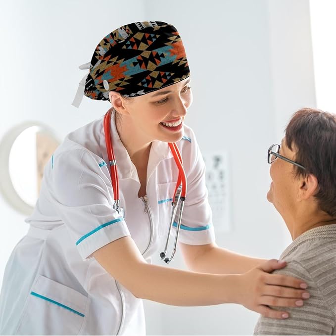 Ethnic Aztec Pattern Adjustable Scrub Cap Hat - Image 6