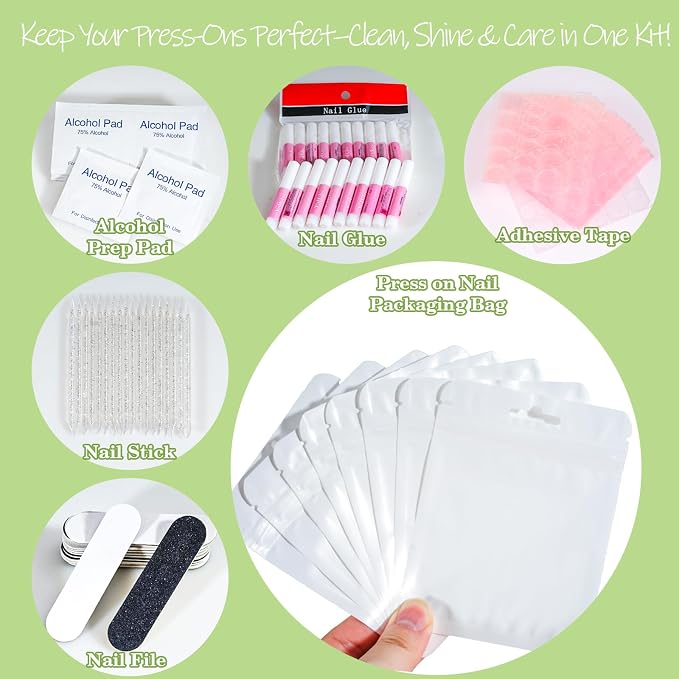 Press On Nail Tool Kit with Everything, Bebbtiy Nail Prep Tool Disposable - Image 3