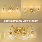 Vintage Bathroom Vanity Light, 3-Light Brushed Gold Finish Wall Sconce - Image 7
