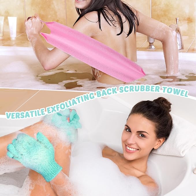 4 Pack Exfoliating Washcloth Back Scrubber Set, 2 Exfoliating Body Scrubber - Image 7