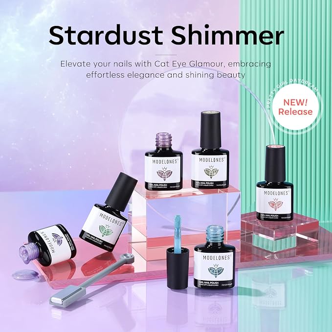 modelones Cat Eye Gel Nail Polish 6 Colors Red Green Silver Purple Blue Glitter - Image 8