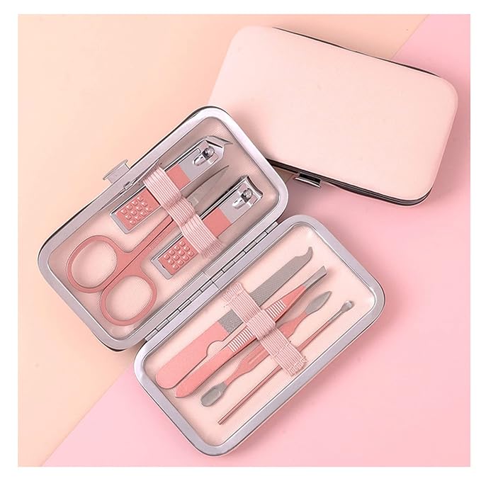 Pink Manicure Set Beauty Tool Portable by koofull