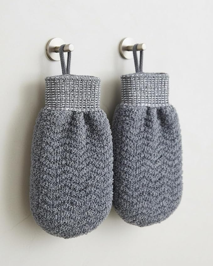 Exfoliating Gloves 2 Pack, Wave Texture Exfoliating Mitt - Image 8