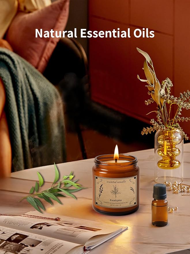 Home Scented Candles, 16oz Large Jar Scented Candle – Eucalyptus Soy Wax Candle - Image 2