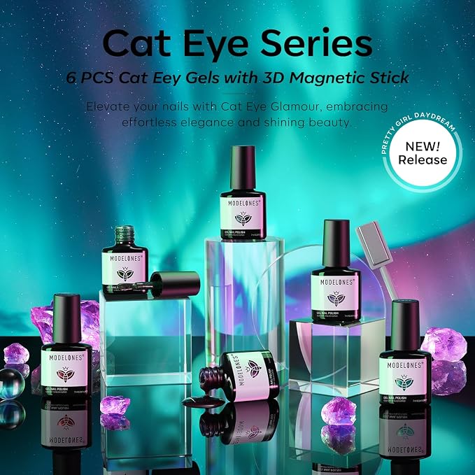 modelones Cat Eye Gel Nail Polish, 6 Colors Glitter Red Green Purple Blue Gel - Image 5