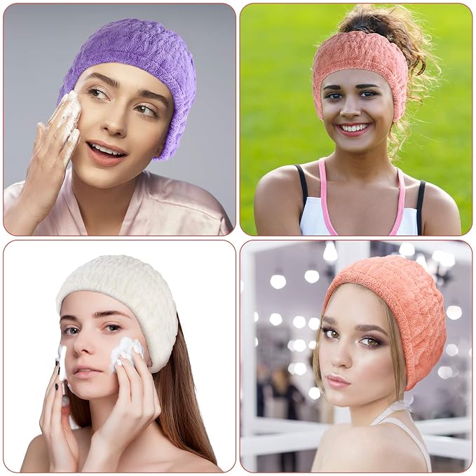 WILLBOND 6 Pieces Extra Wide Band 5 Inch Spa Facial Microfiber Headband Elastic - Image 5