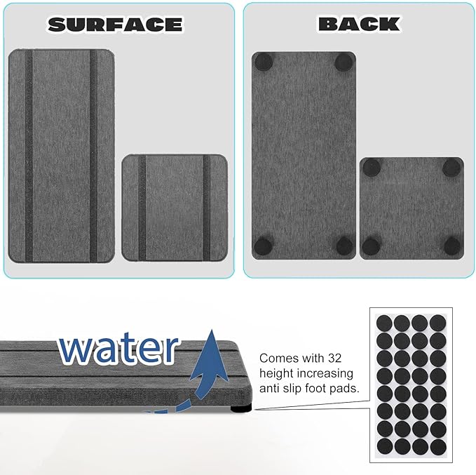 4PCS Stone Drying Trays for Bathroom Sink and Kitchen Counter, Water Absorbing - Image 4