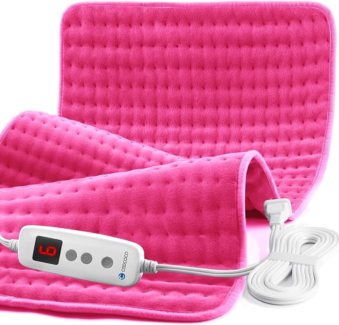 CooCoCo Pink Heating Pad for Period Cramps, FSA Eligible Cute Heated Pad by CooCoCo