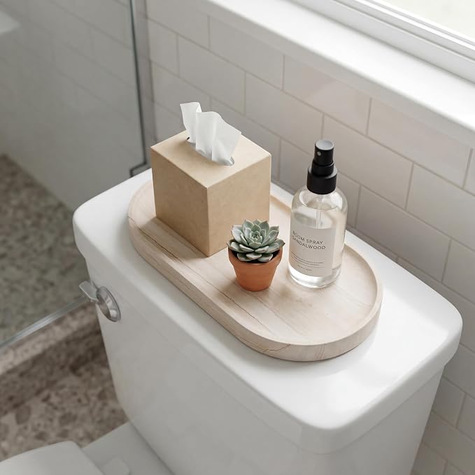 YKAJO Oval Real Marble Tray for Bathroom Kitchen Counter Stone Decorative - Image 8
