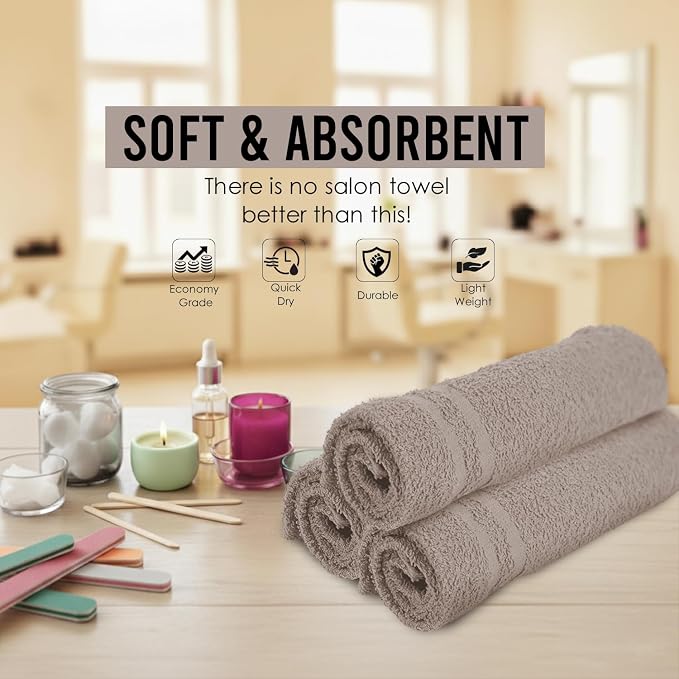 24 Pack Sand Hand Towel 100% Cotton Spa Towel – 16x26 inches Highly Absorbable - Image 7