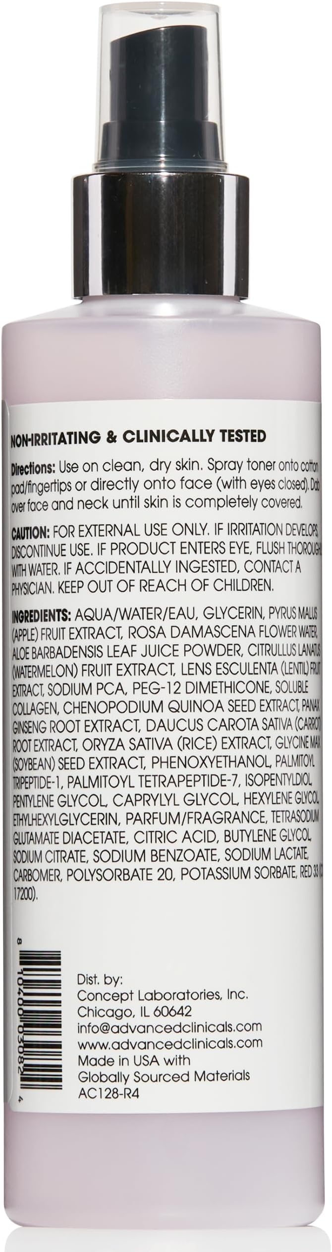 Advanced Clinicals Collagen + Rosewater Facial Mist Toner W/Charcoal & Aloe - Image 9
