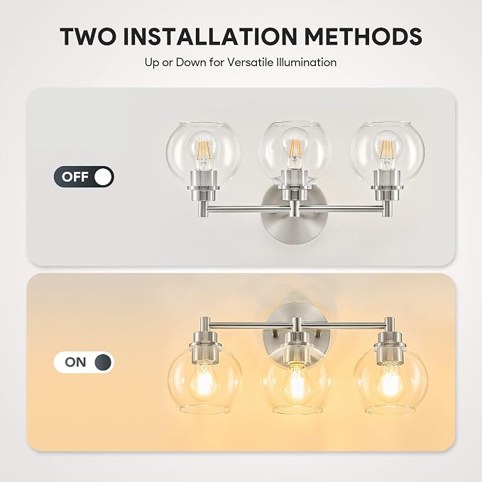 VONLUCE Bathroom Light Fixtures, 3-Light Vanity Light - Image 3