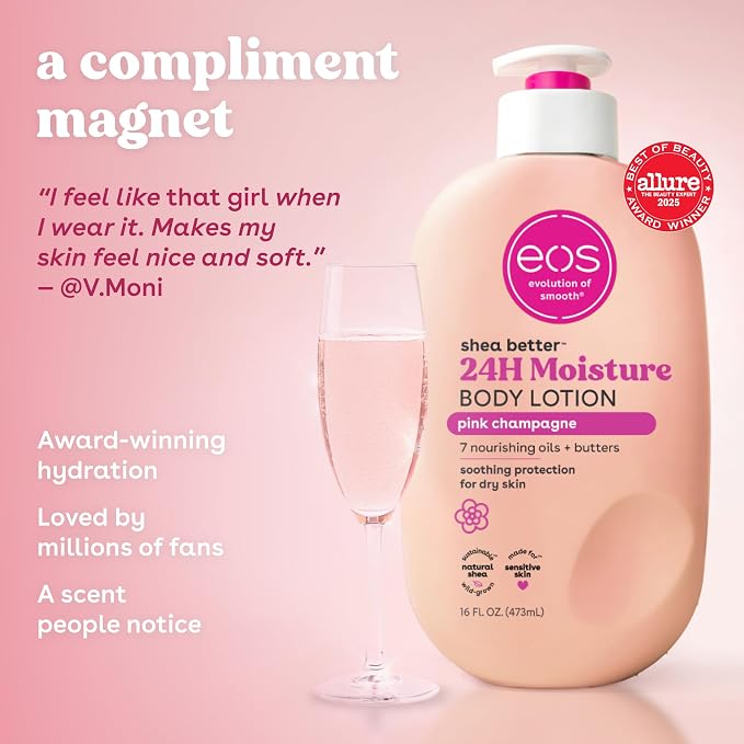 eos Shea Better Body Lotion Pink Champagne, 24-Hour Moisture Skin Care - Image 4