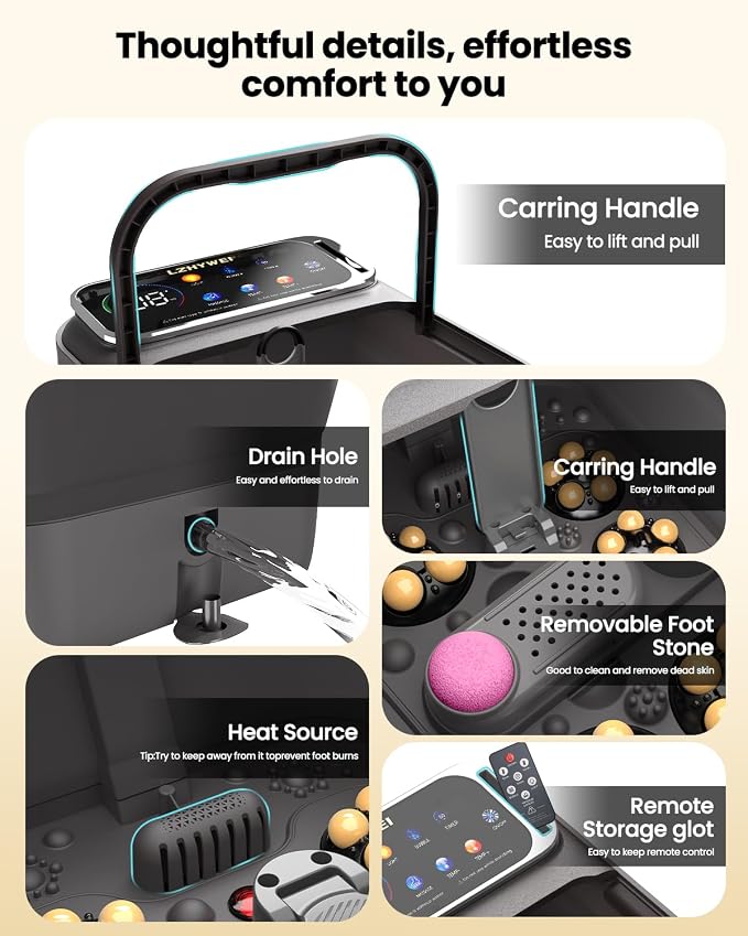 Collapsible Foot Spa with Heat, Electric Foot Bath Massager with Color - Image 7