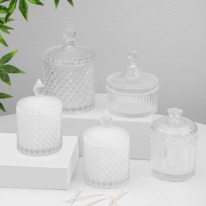 2 Pack Qtip Holder Thick Glass Apothecary Jars - Image 6