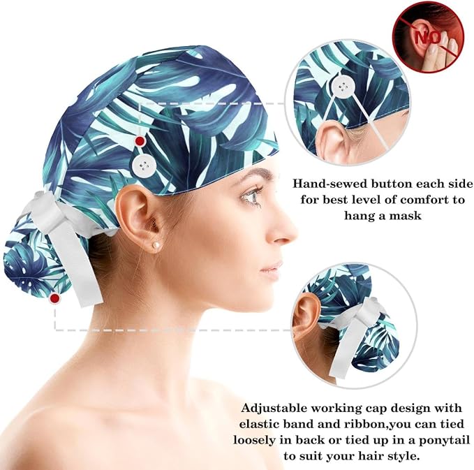 Adjustable Brown Dachshund Dog Blue Surgical Scrub Cap - Image 3