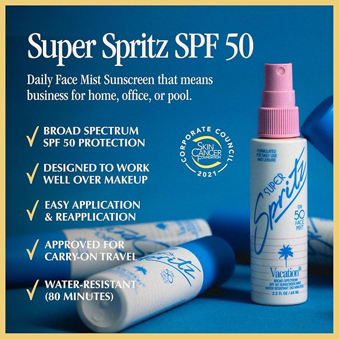 Vacation Super Spritz SPF 50 Face Mist & Air Freshener Bundle, Daily Face - Image 2