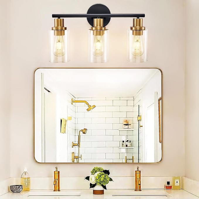 DLLT 3-Light Bathroom Light Fixtures: Black and Gold Modern Vanity Lights - Image 7
