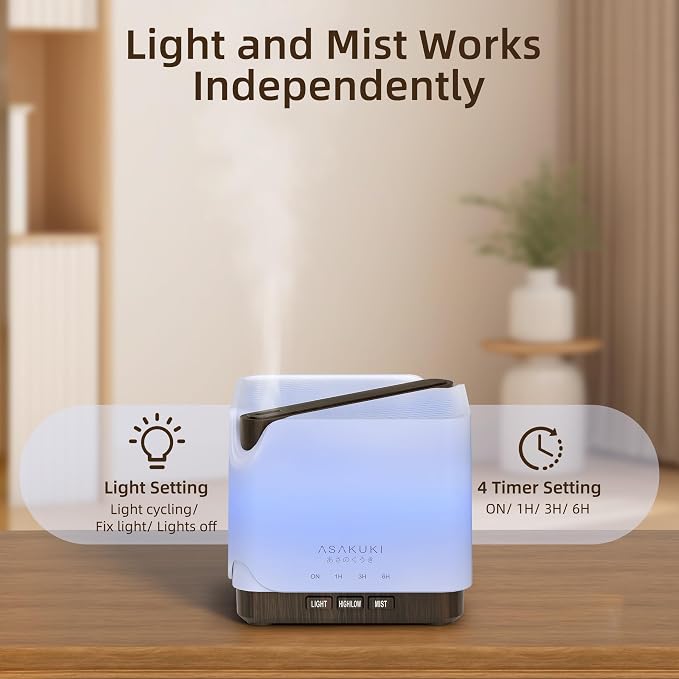 ASAKUKI Essential Oil Diffuser for Home, Large 700 ml Humidifier - Image 8