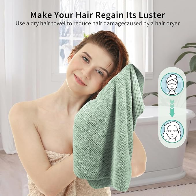 my novel things 2 Pack Extra Large Microfiber Hair Towel Wrap, 37.4" x 26.4" - Image 5