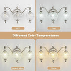 Brushed Nickel Bathroom Vanity Light, 3-Light Mid Century Modern Brushed Nickel - Image 7