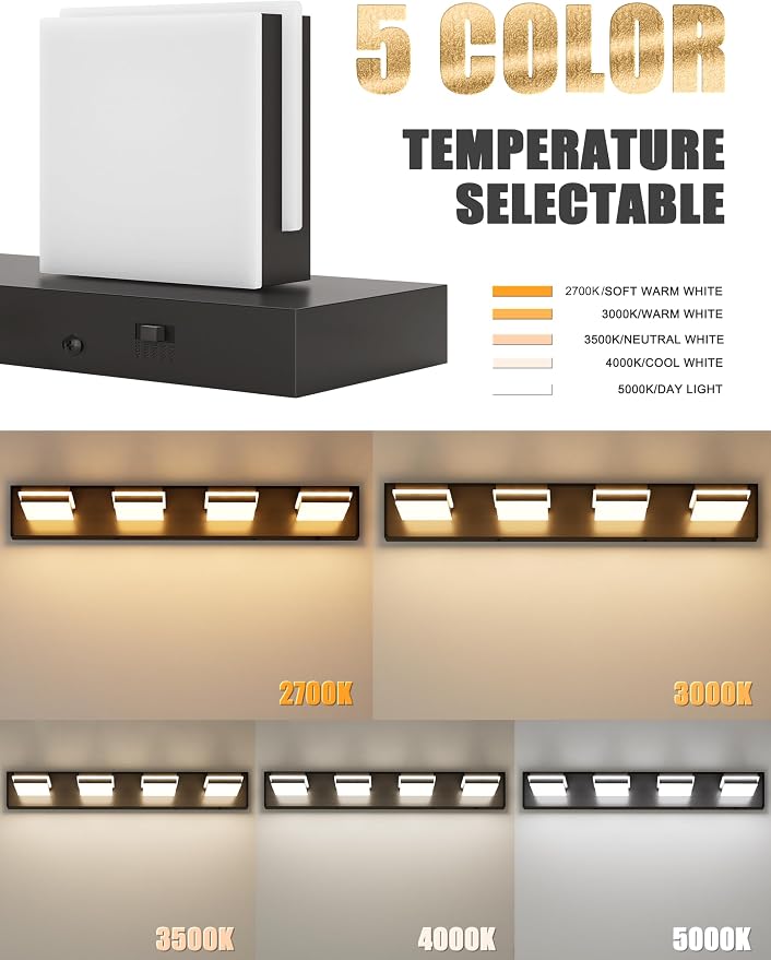 VOLISUN Modern 30-Inch 4-Light Black LED Bathroom Vanity Light Fixtures Over - Image 2