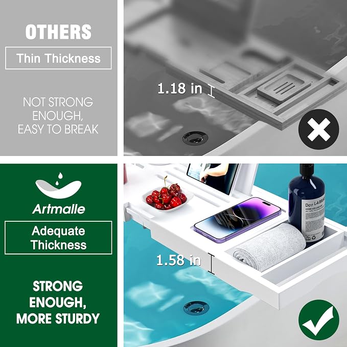 Artmalle Foldable Bathtub Caddy Tray - Image 3