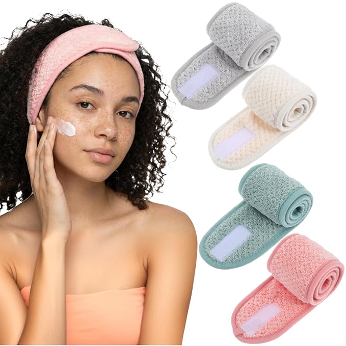Yolev 4 Pcs Skincare Headbands Adjustable Spa Headbands - Image 7