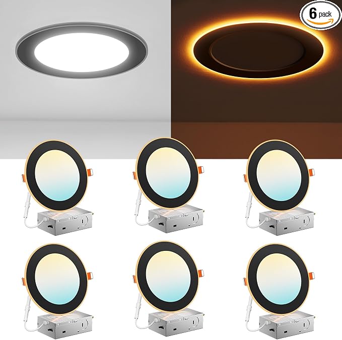 Amico 6 Pack Black 6 Inch 5CCT LED Recessed Ceiling Light by Amico