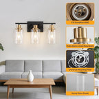 Bathroom Light Fixture Black Gold Vanity Lights Over Mirror, 3 Light Wall - Image 8