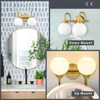 AKEZON Bathroom Light Fixtures 2-Light Brushed Gold Vanity Light, Modern - Image 3
