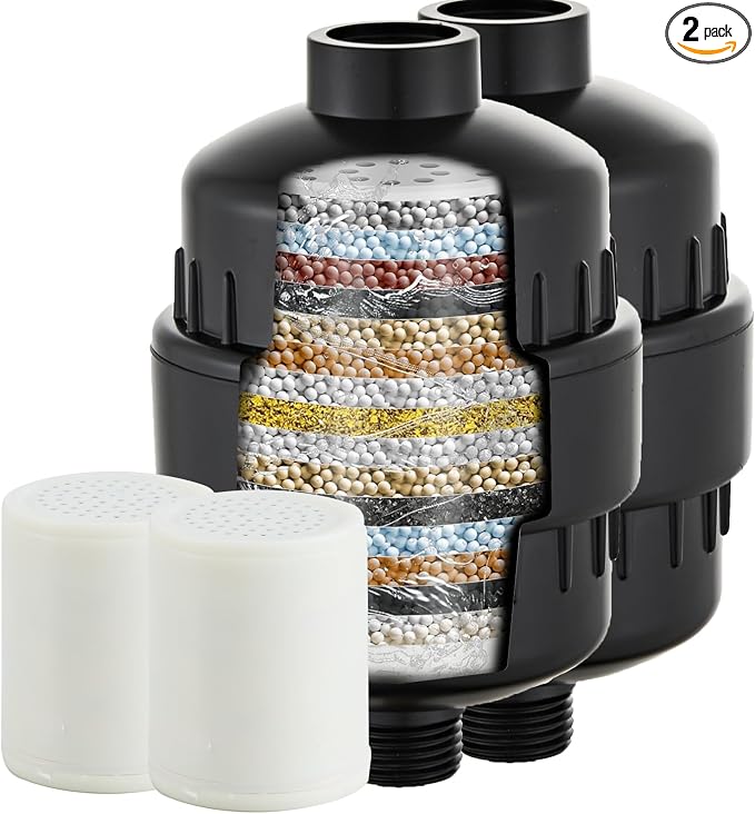 2 Pack Shower Head Filter for Hard Water, Fluoride & Heavy Metals, Universal by LCEVCGK