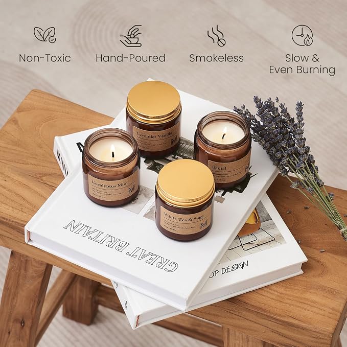 M&SENSE 4 Pack Candle Gift Set, Scented Candle Sets - Image 4