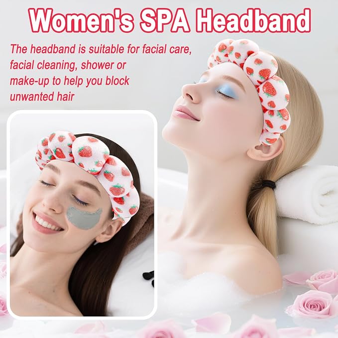 Zkptops Spa Headband for Washing Face Wristband Set Sponge Makeup Skincare - Image 3