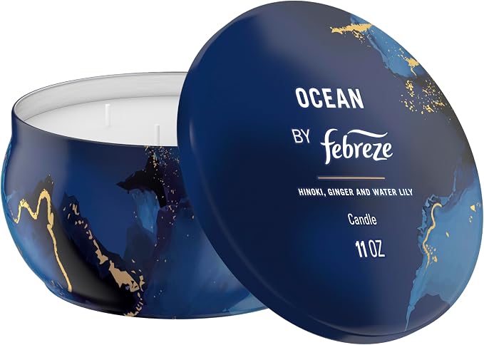 Febreze Scented Candle, Ocean Scent, 11 oz 4 Wick Candle, Single Pack - Image 6
