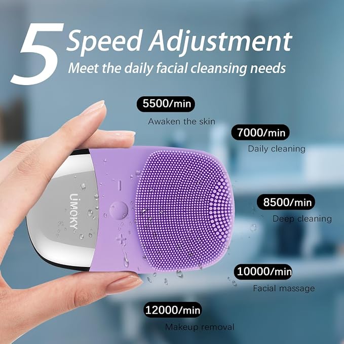 Facial Cleansing Brush, 3-in-1 Electric Silicone Face Scrubber, Vibrating - Image 4