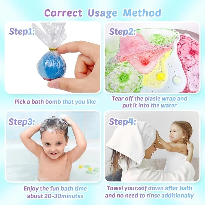 Bath Bombs for Kids with Toy Inside, Animal and Ocean Surprise Inside, Handmade - Image 7