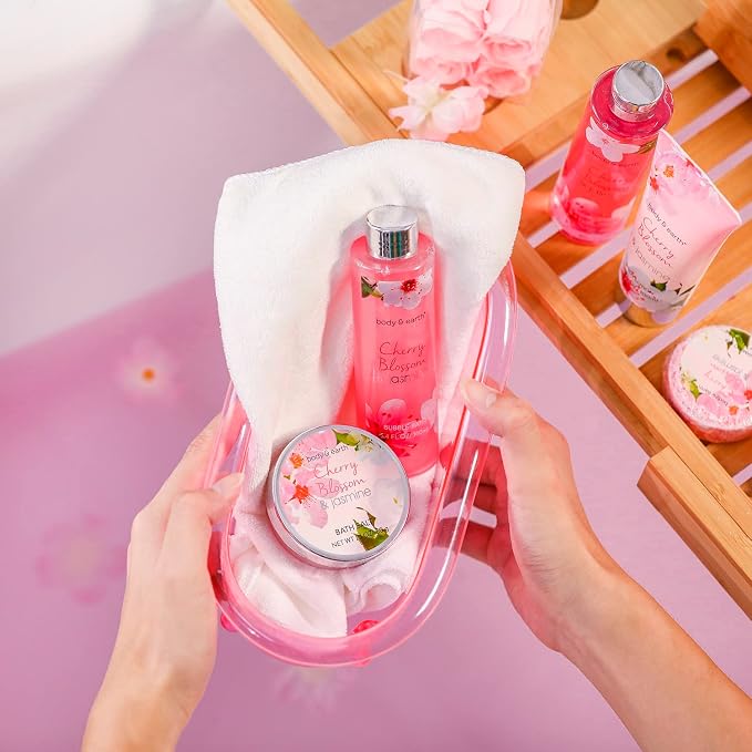 Body & Earth Gift Baskets for Women Bath and Body Set for Her, Cherry Blossom & - Image 7