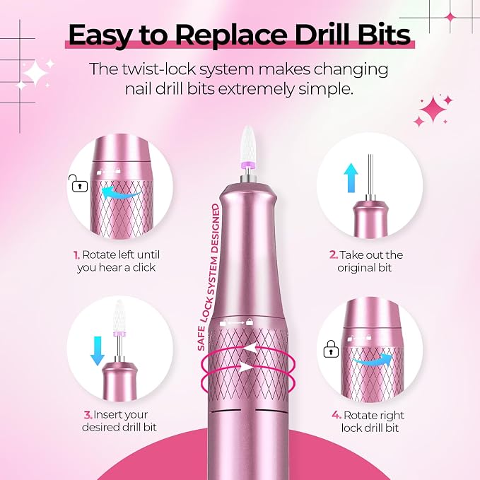 JOSGLOI 40000RPM Electric Nail File Drill Professional Kit, Drill Machine - Image 3
