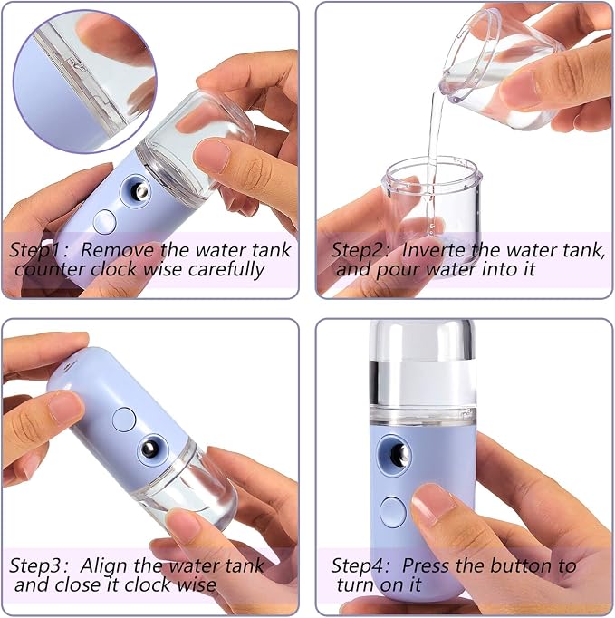 Mudder 4 Pcs Nano Facial Mister Handy Nano Mist Sprayer 30ml Visual Water Tank - Image 3
