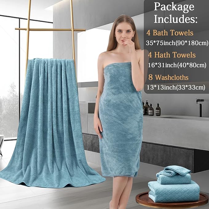 Ycosy 8-Piece Bath Towels Set, 2 Oversized Large Bath Towels Sheet, 2 Hand - Image 5