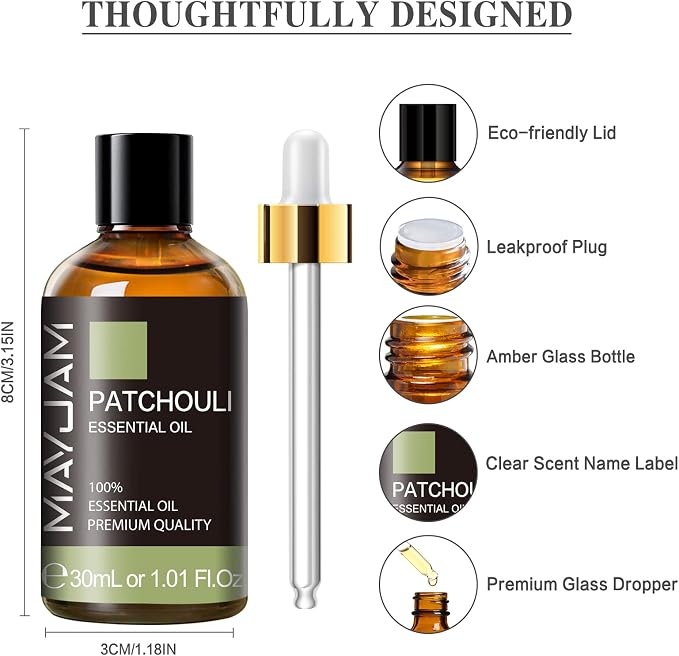 MAYJAM Patchouli Essential Oil, 1.01FL.OZ Essential Oils, Use - Image 6