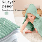 Yoofoss Hooded Baby Towels for Newborn 2 Pack 100% Muslin Organic Cotton Baby - Image 3