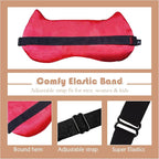 Cute Cat Sleep Mask for Kids, 2 Pack Silk Sleeping Eye Cover Adjustable Mask - Image 4