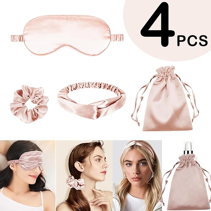 4Pcs Silk Sleep Masks Satin Eye Mask Silky Eyes Cover Blindfold Eyeshade - Image 2