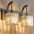 Crystal Vanity Lights 2-Light Black Wall Lamp Modern Crystal Bathroom Light by FDPBY