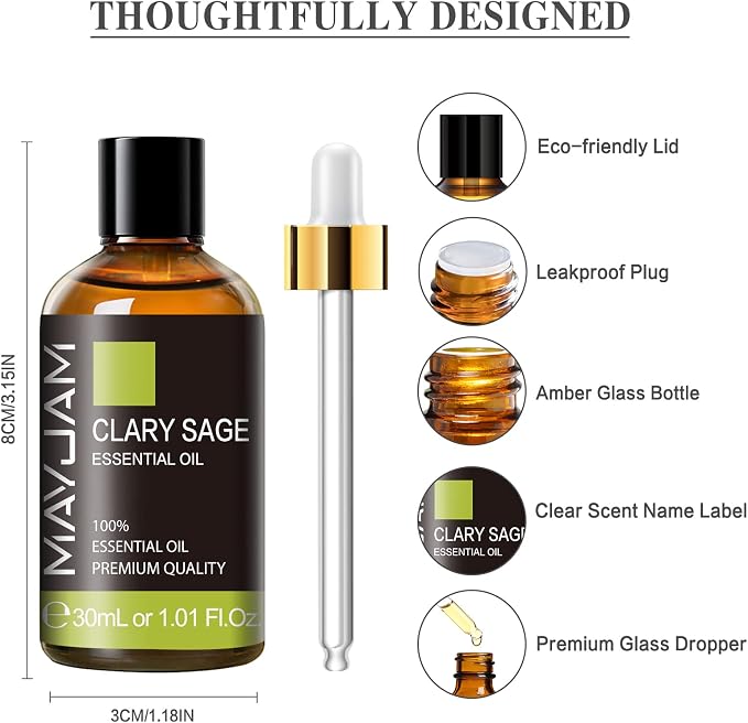 Clary Sage Essential Oil 30ML/1.01FL.OZ, MAYJAM Premium Clary Sage Oil - Image 6