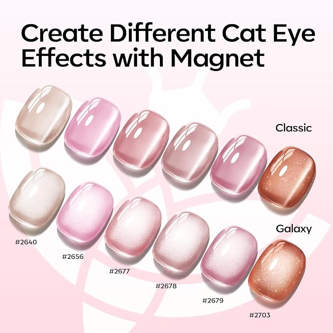 modelones Cat Eye Gel Nail Polish, 6 Colors Nude Gel Polish Pink Glitter Brown - Image 5