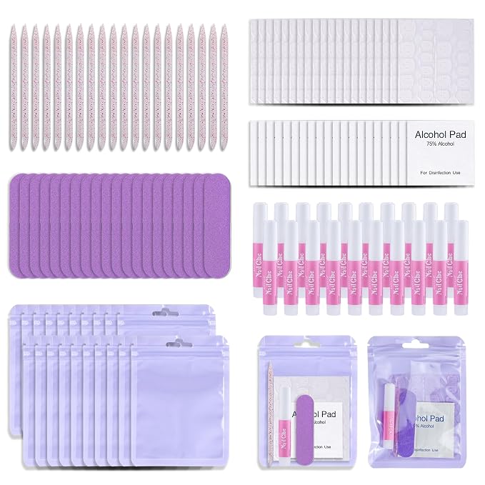 Press On Nail Tool Kit with Everything, Bebbtiy Nail Prep Tool Disposable by Unknown