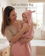 Blissful Diary Muslin Baby Hooded Towel 1 Pack, Soft & Absorbent Bath Towel - Image 3